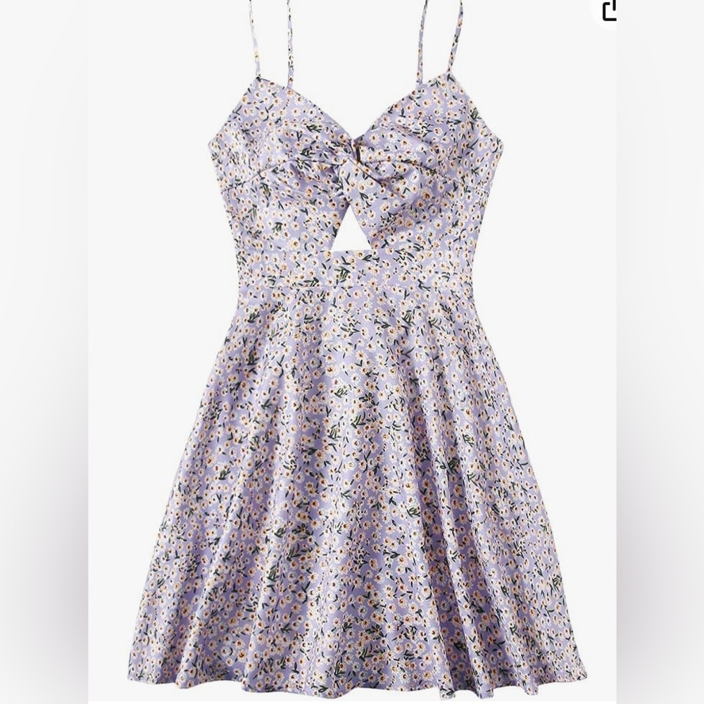 NWT Floerns Boho floral print, twist front cami, A-line mini dress